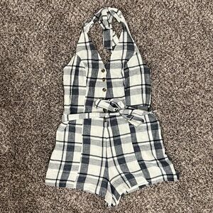 American Eagle outfitters plaid halter top romper